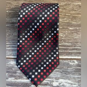 Alexander Julian Colours vintage necktie formal men’s tie black red white square